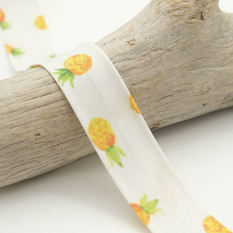 25MM Printed Bias Tape - Pineapple - Maison Klem